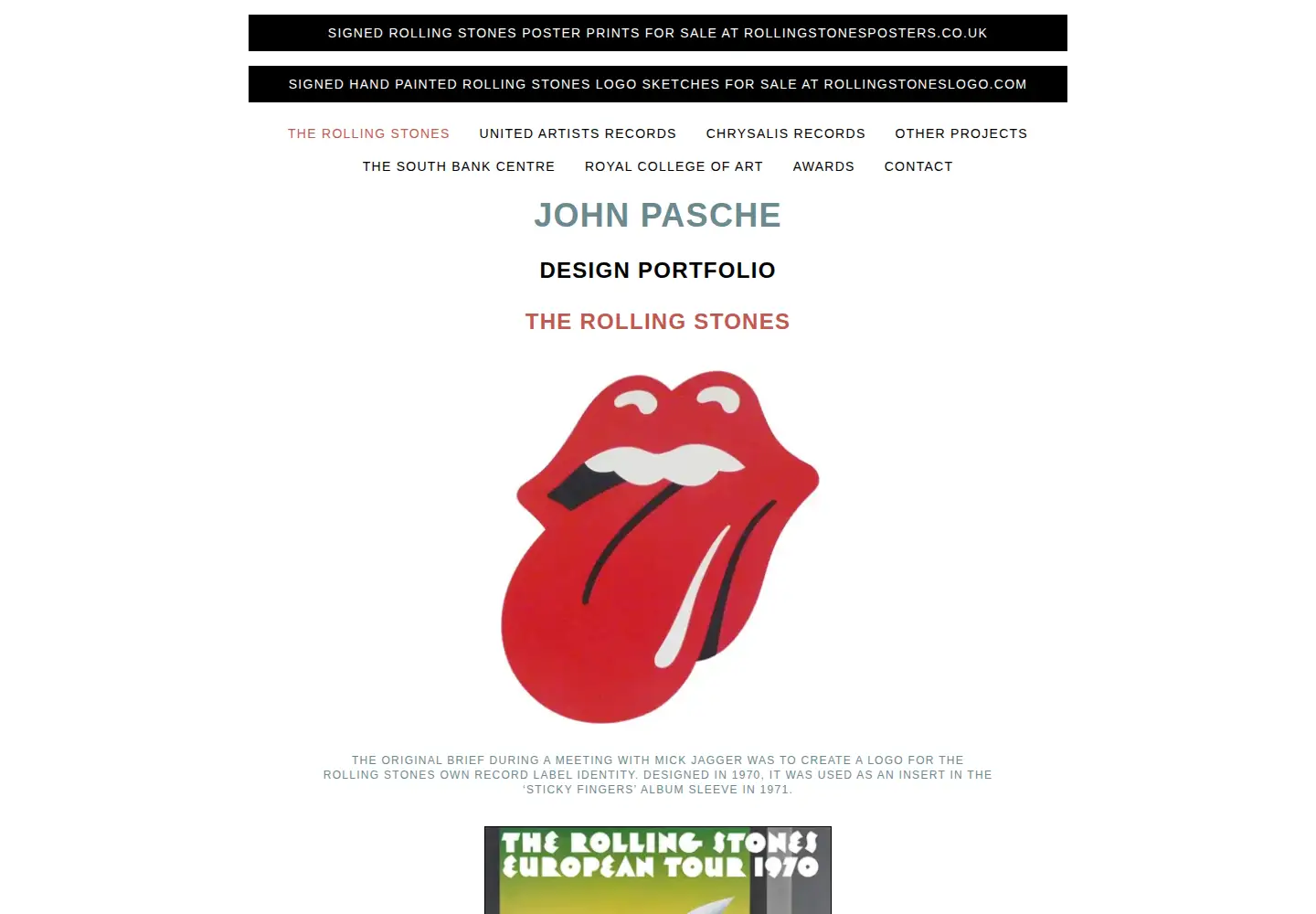 Captured homepage of johnpasche.com in the current scan