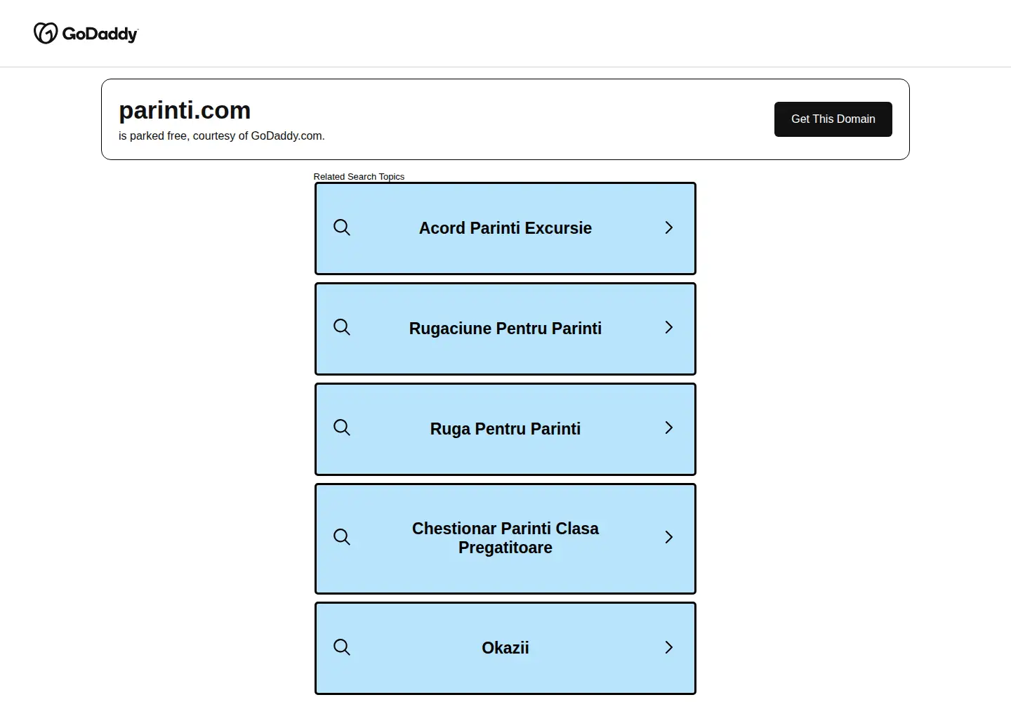 Captured homepage of parinti.com in the current scan