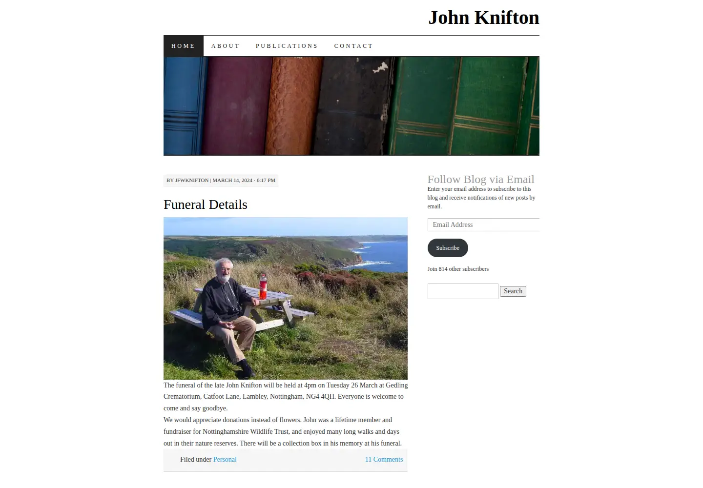 Captured homepage of johnknifton.com in the current scan