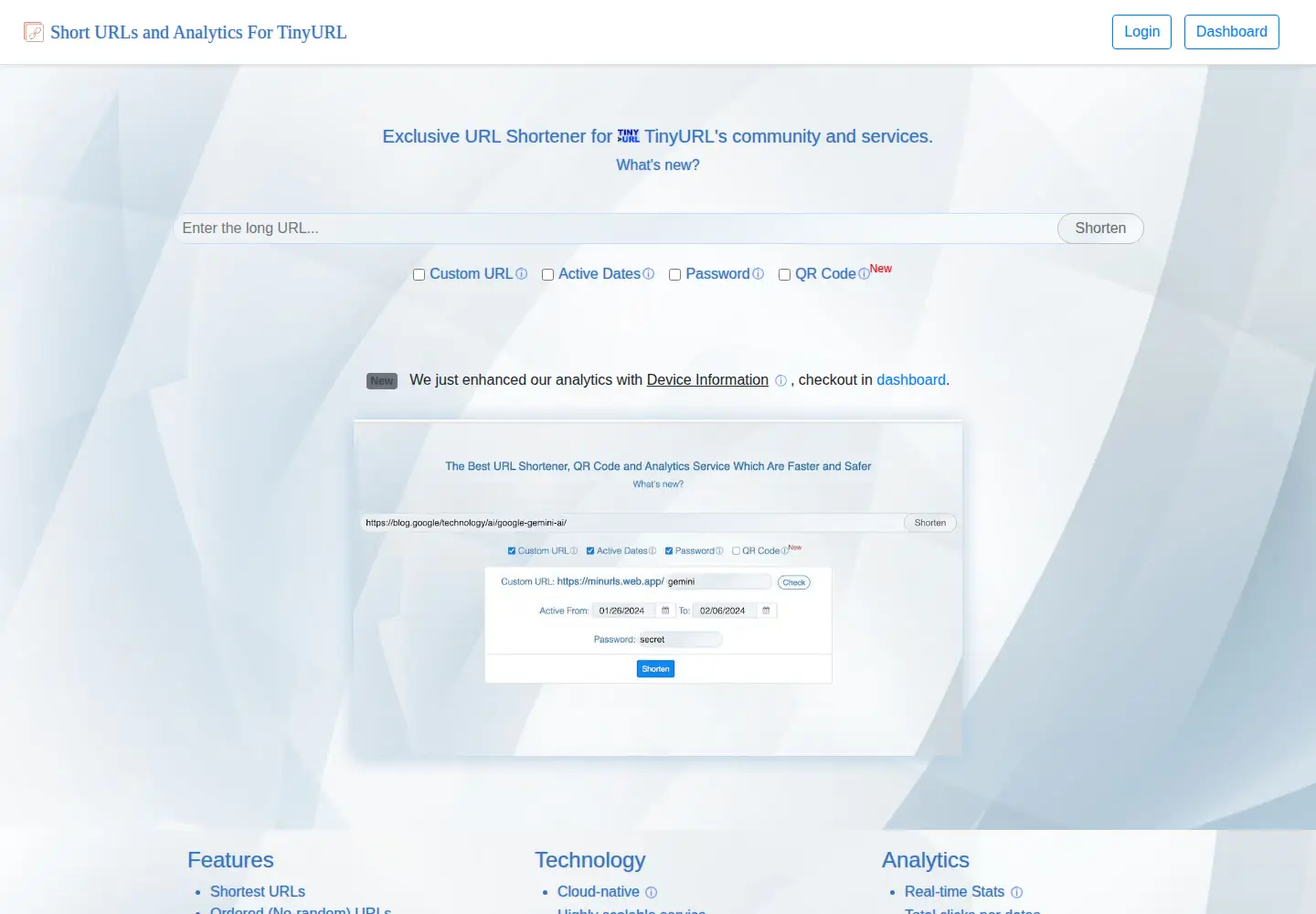 Screenshot of tinyl.io