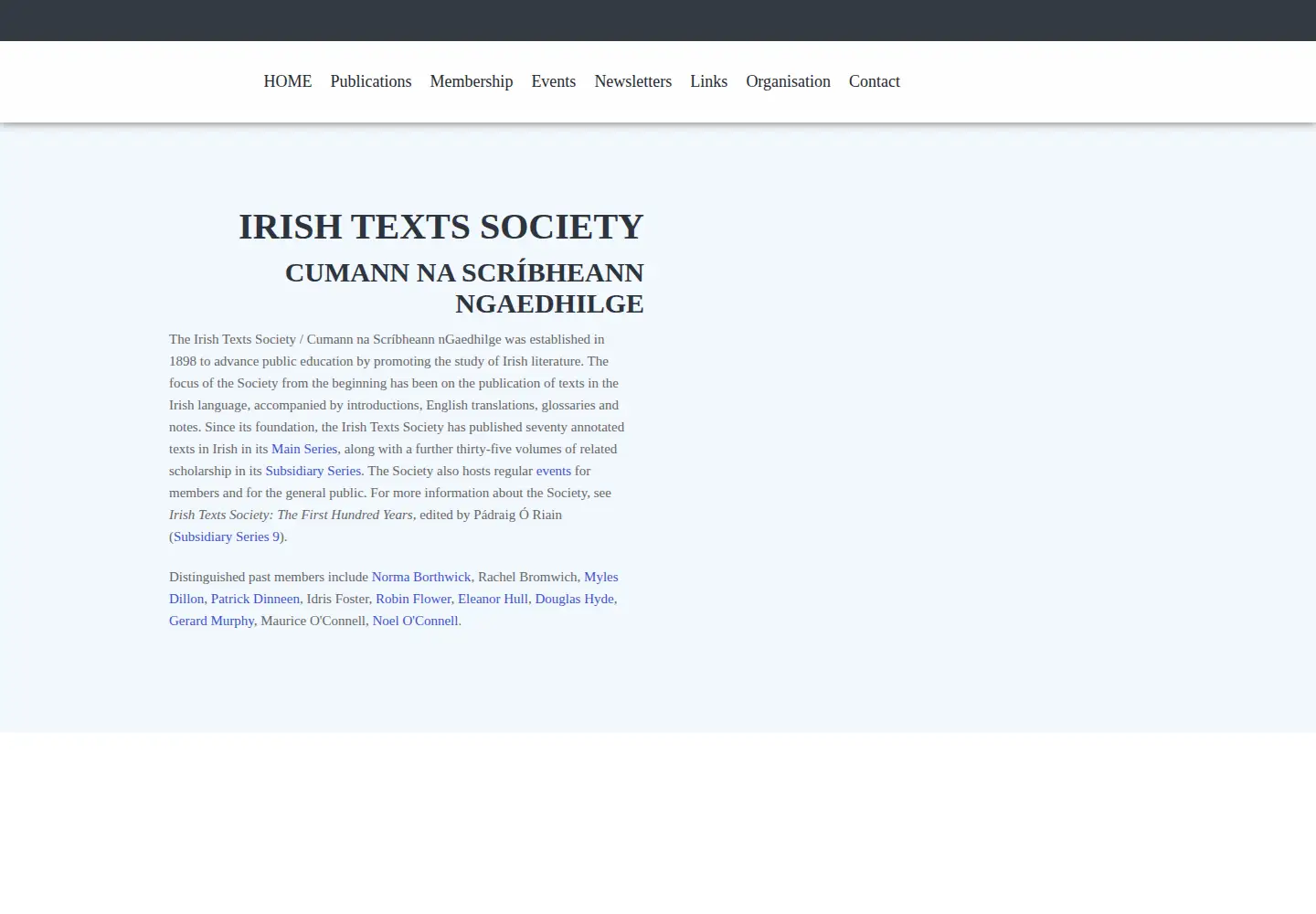 Screenshot of irishtextssociety.org