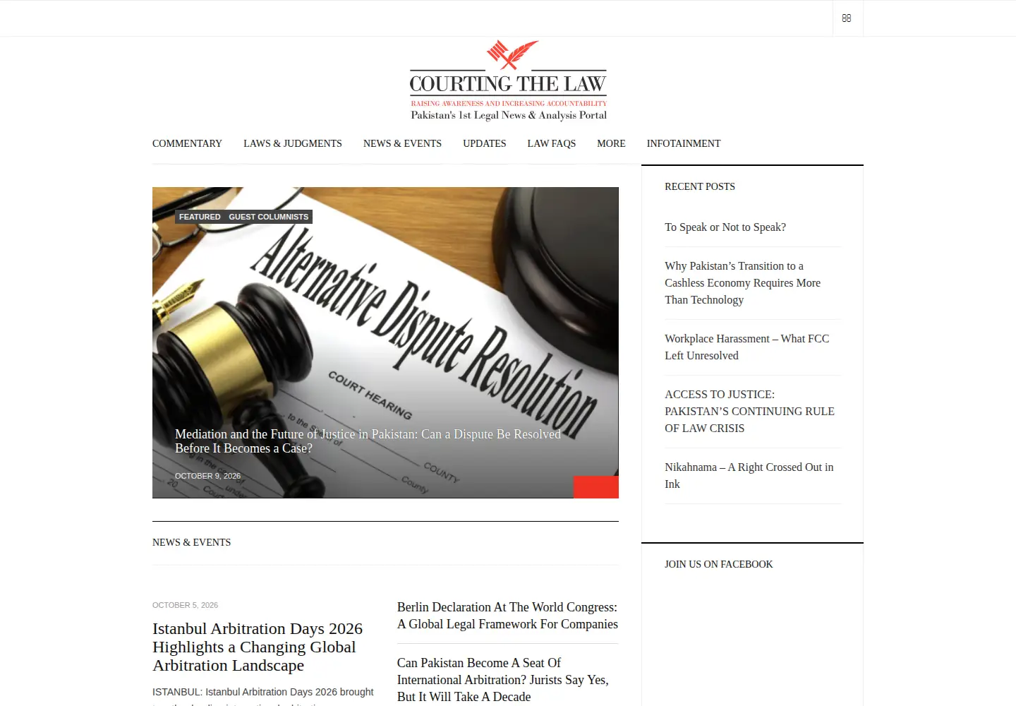 Screenshot of courtingthelaw.com