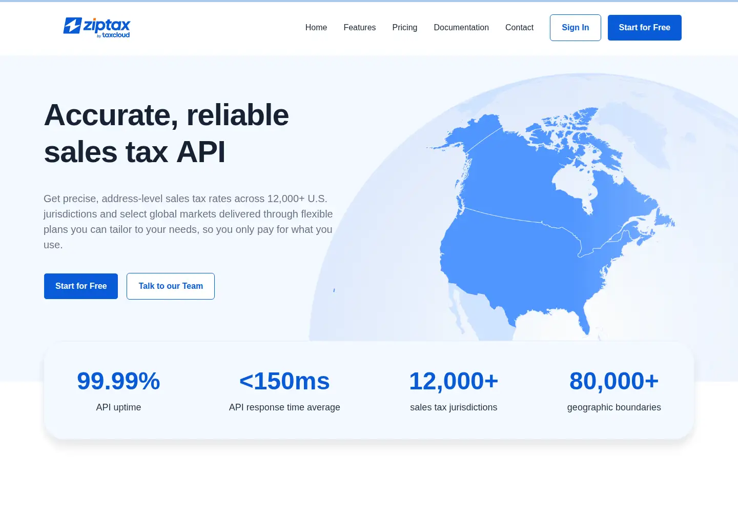 Captured homepage of zip-tax.com in the current scan