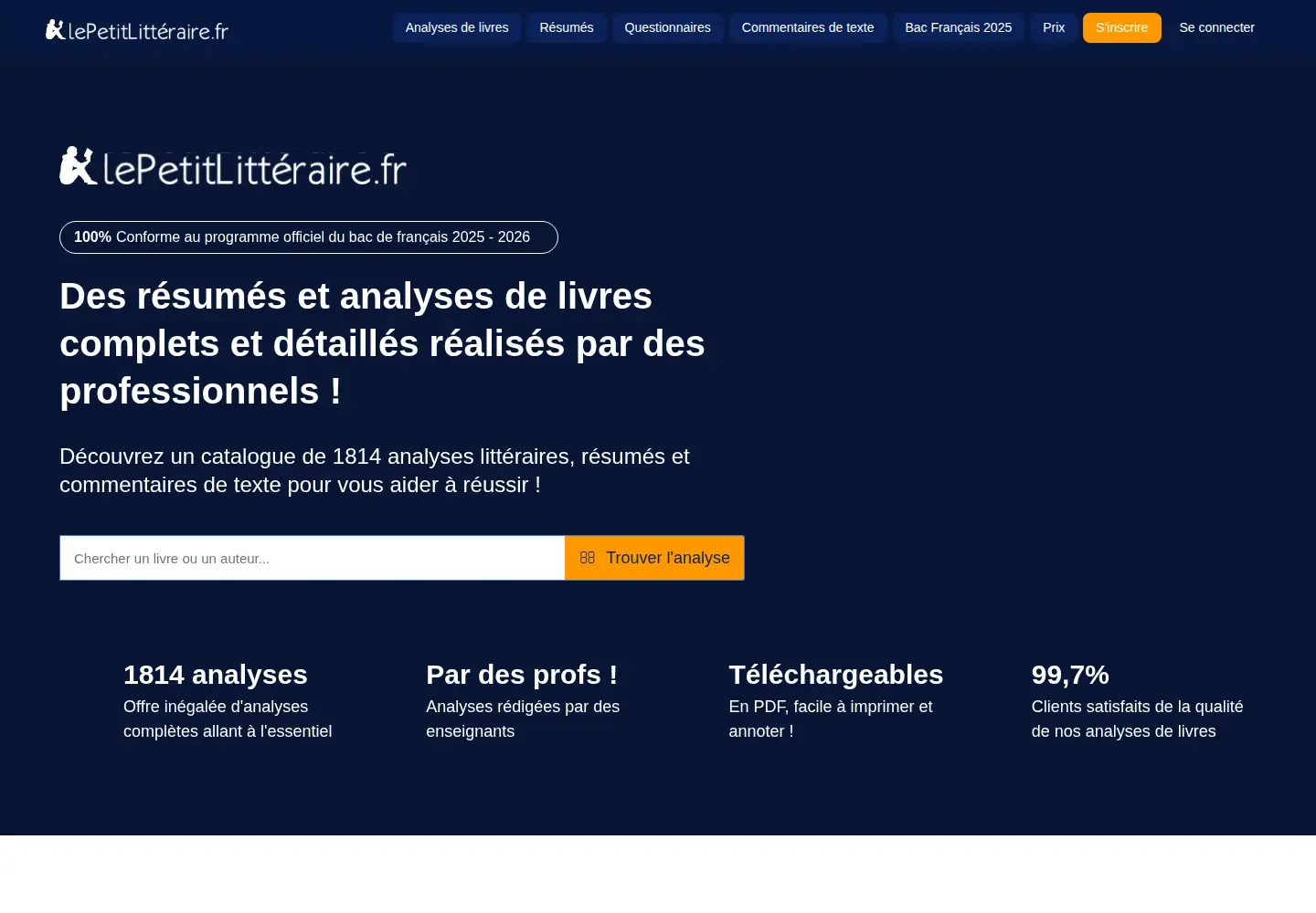 Captured homepage of lepetitlitteraire.fr in the current scan