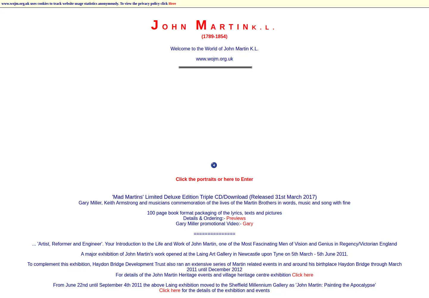 Captured homepage of wojm.org.uk in the current scan