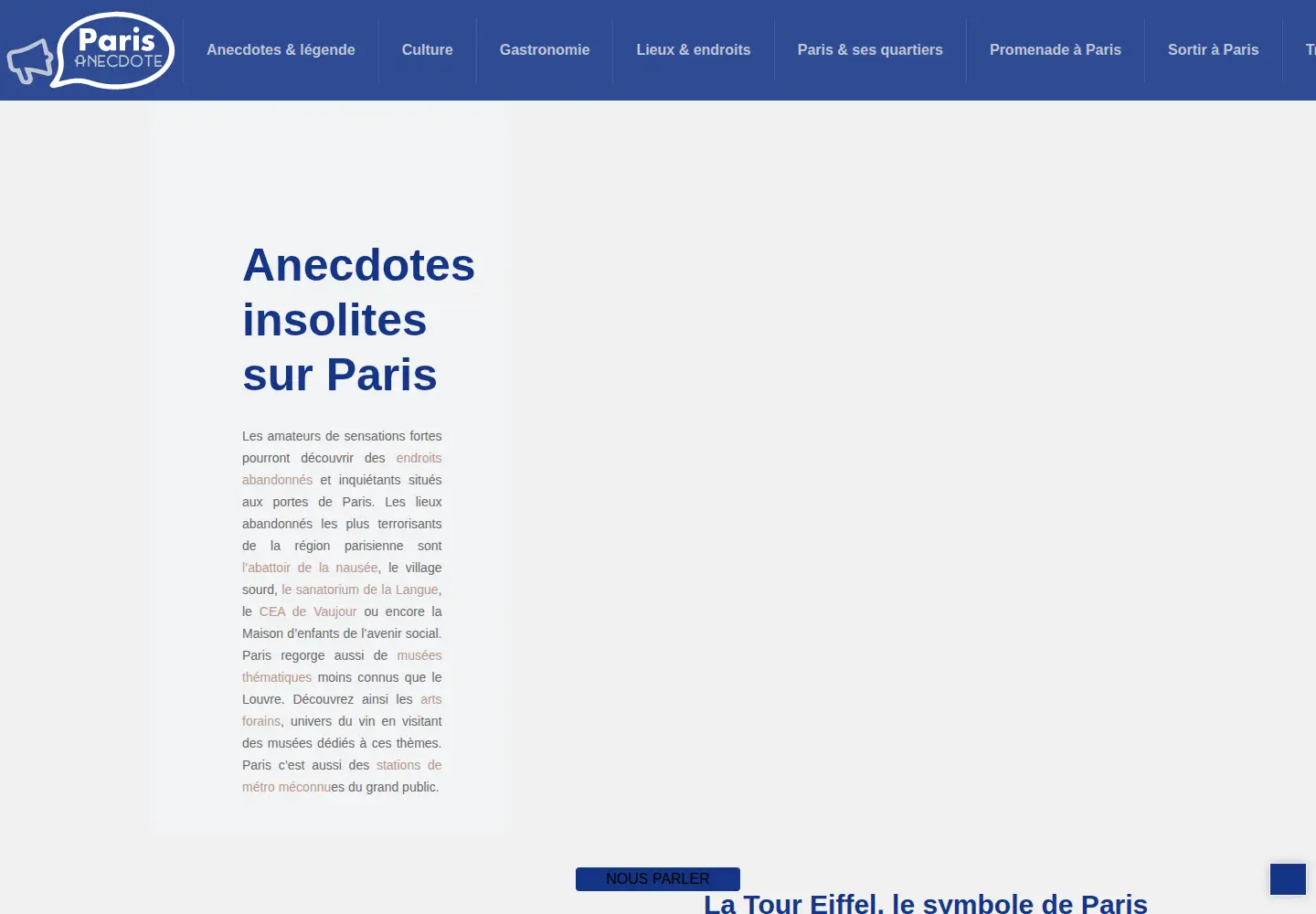 Captured homepage of paris-anecdote.fr in the current scan