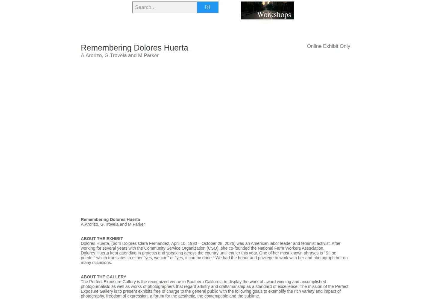 Screenshot of theperfectexposuregallery.com