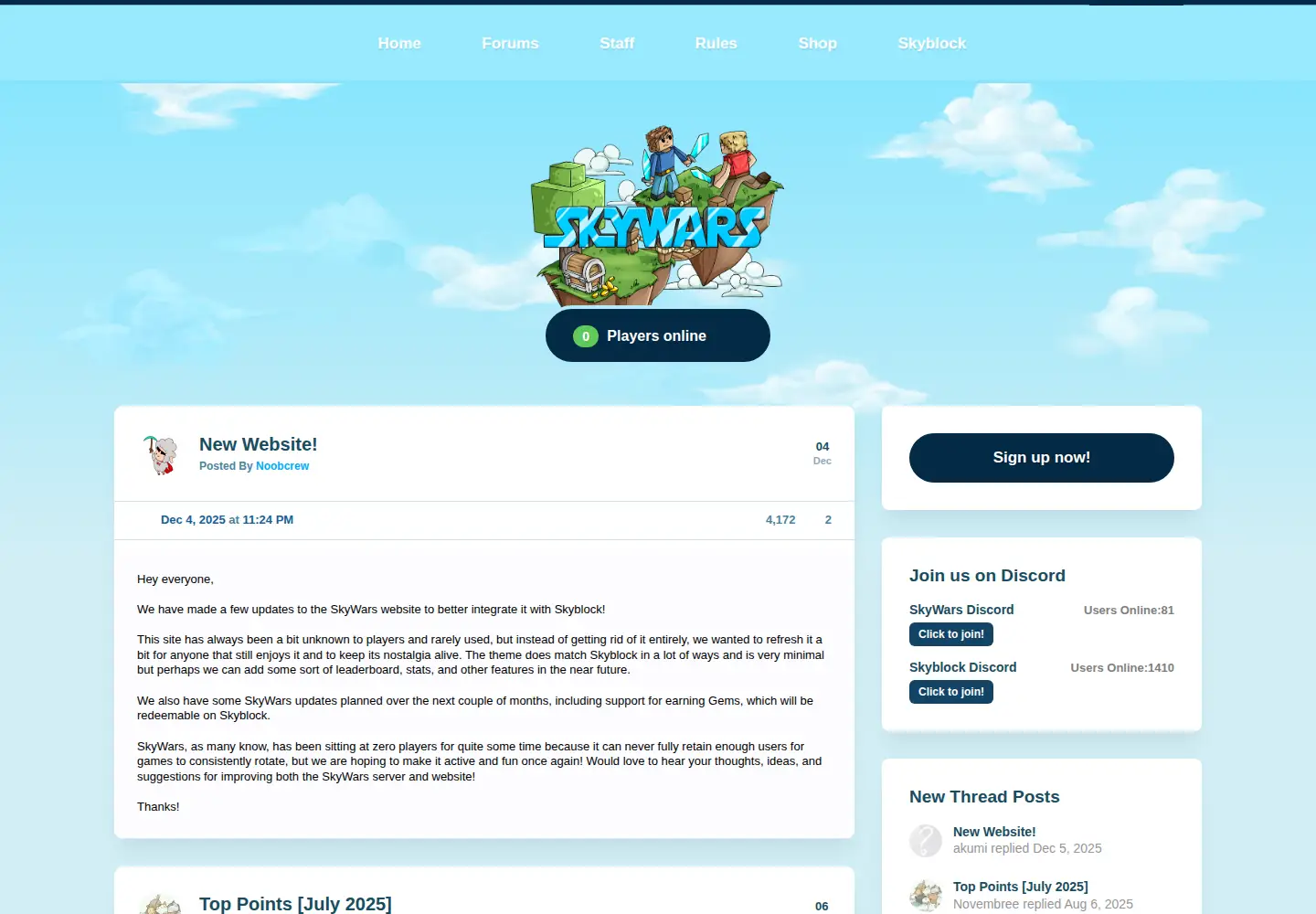 Screenshot of skywars.com