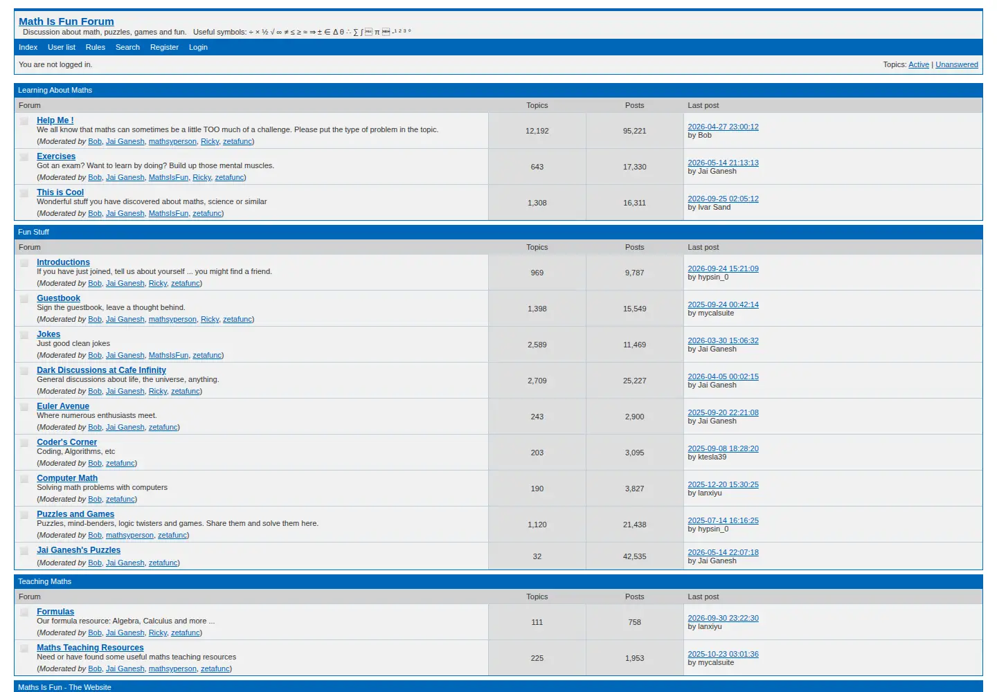 Screenshot of mathisfunforum.com