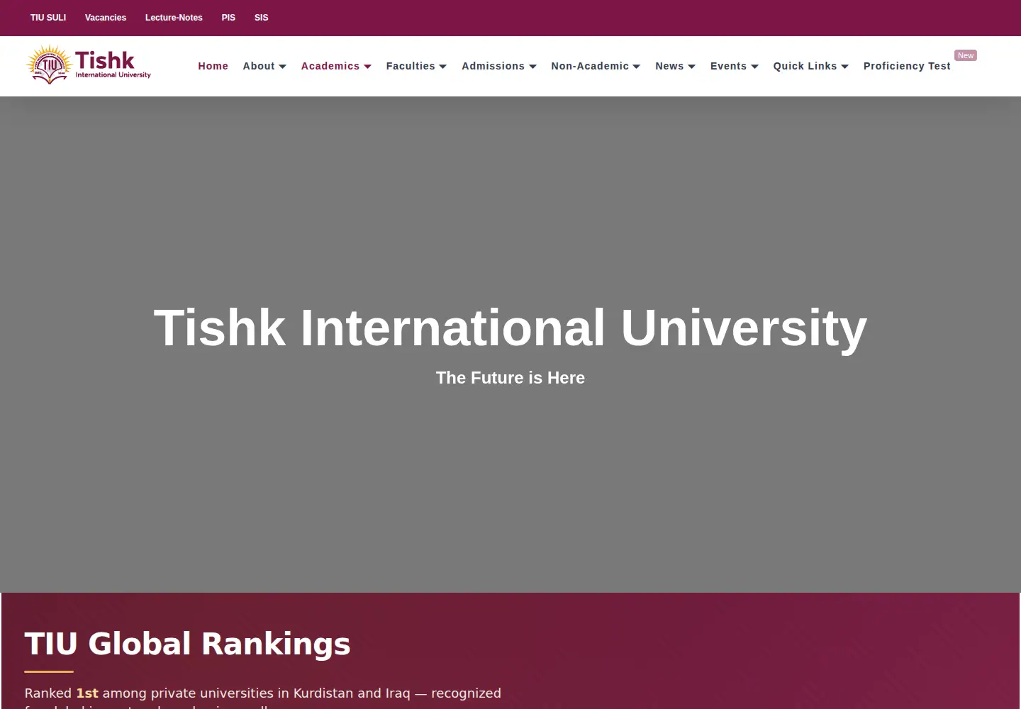 Screenshot of tiu.edu.iq