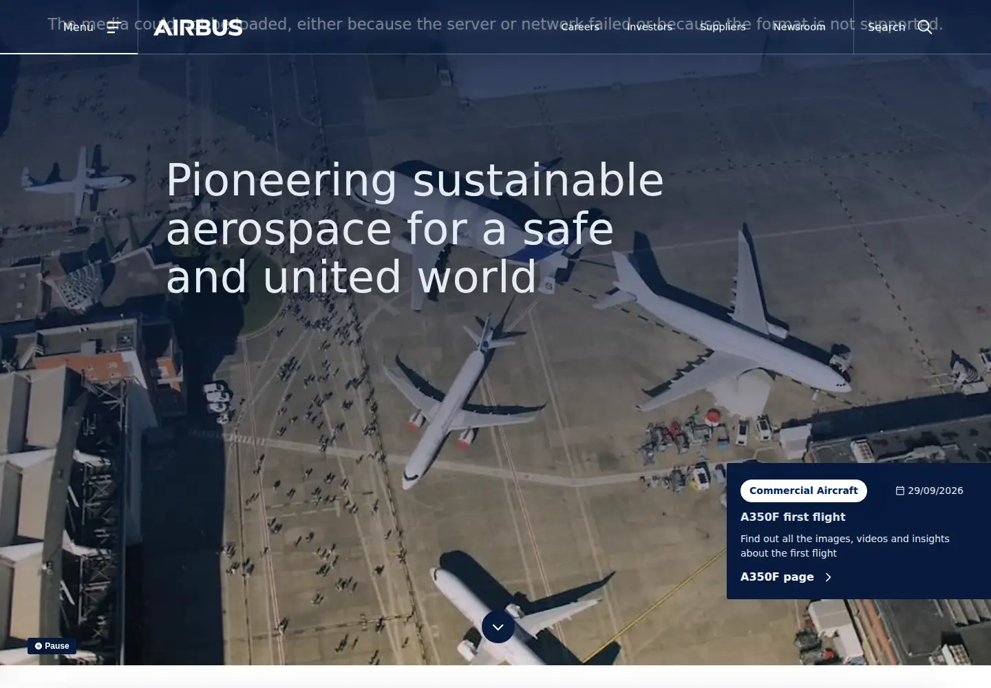 Screenshot of airbus.com