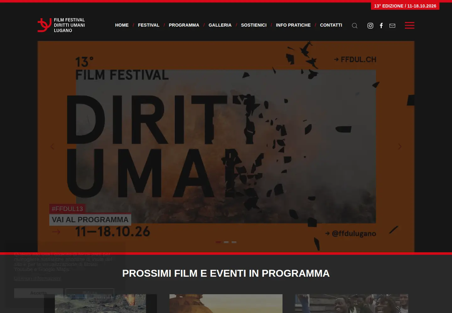 Screenshot of festivaldirittiumani.ch