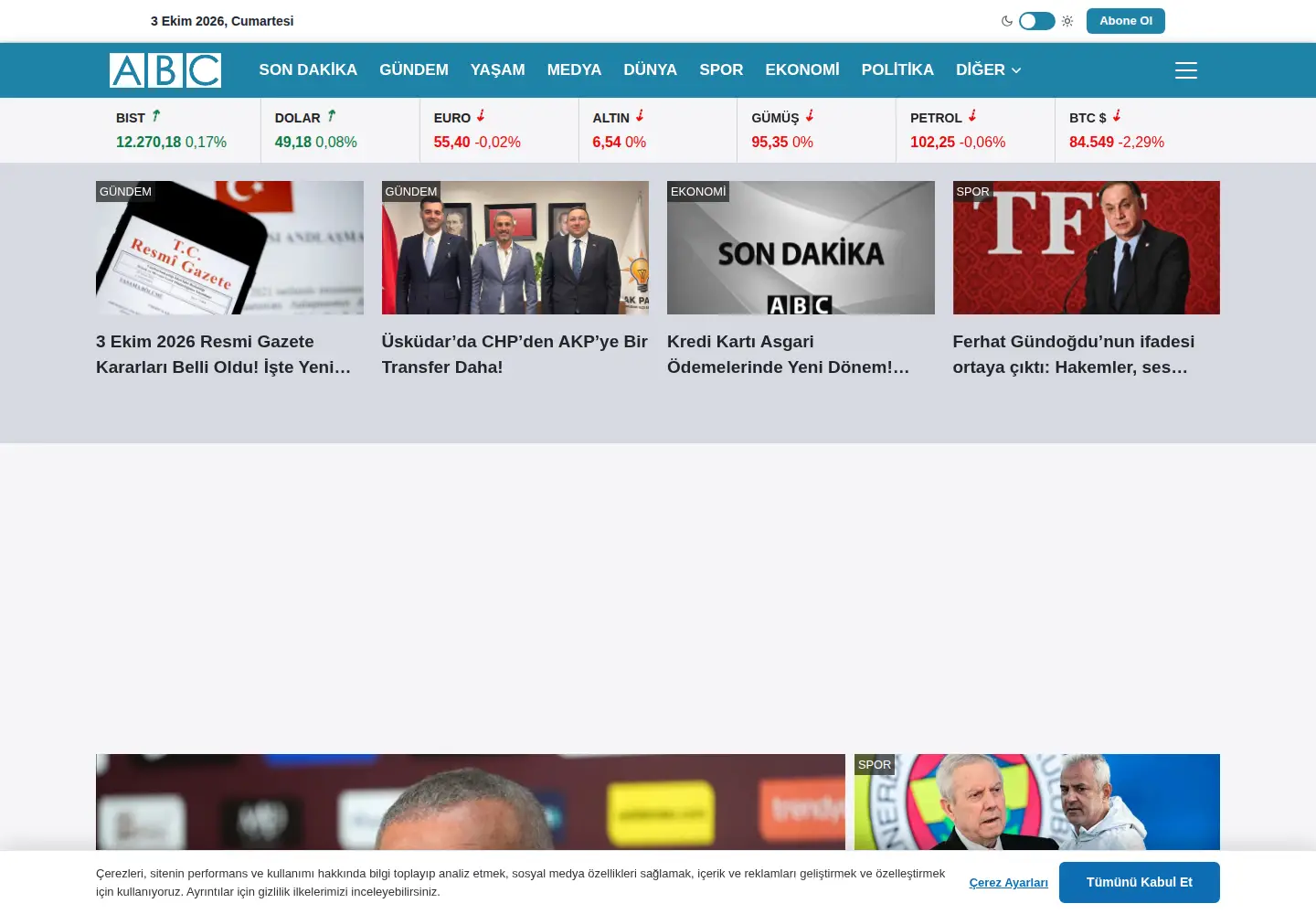 Screenshot of abcgazetesi.com