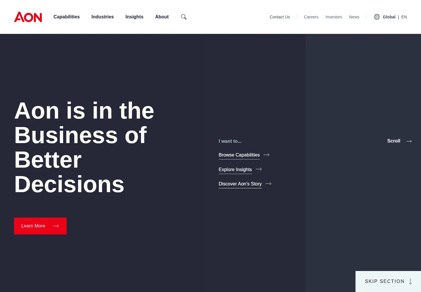Screenshot of aon.com