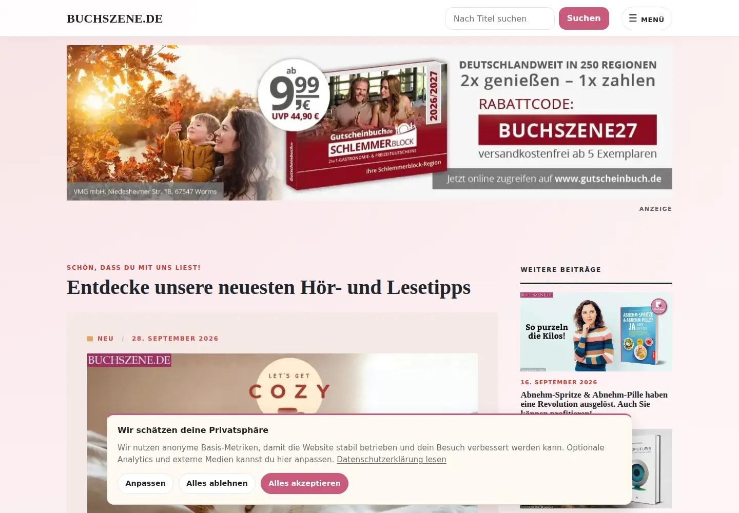 Screenshot of buchszene.de