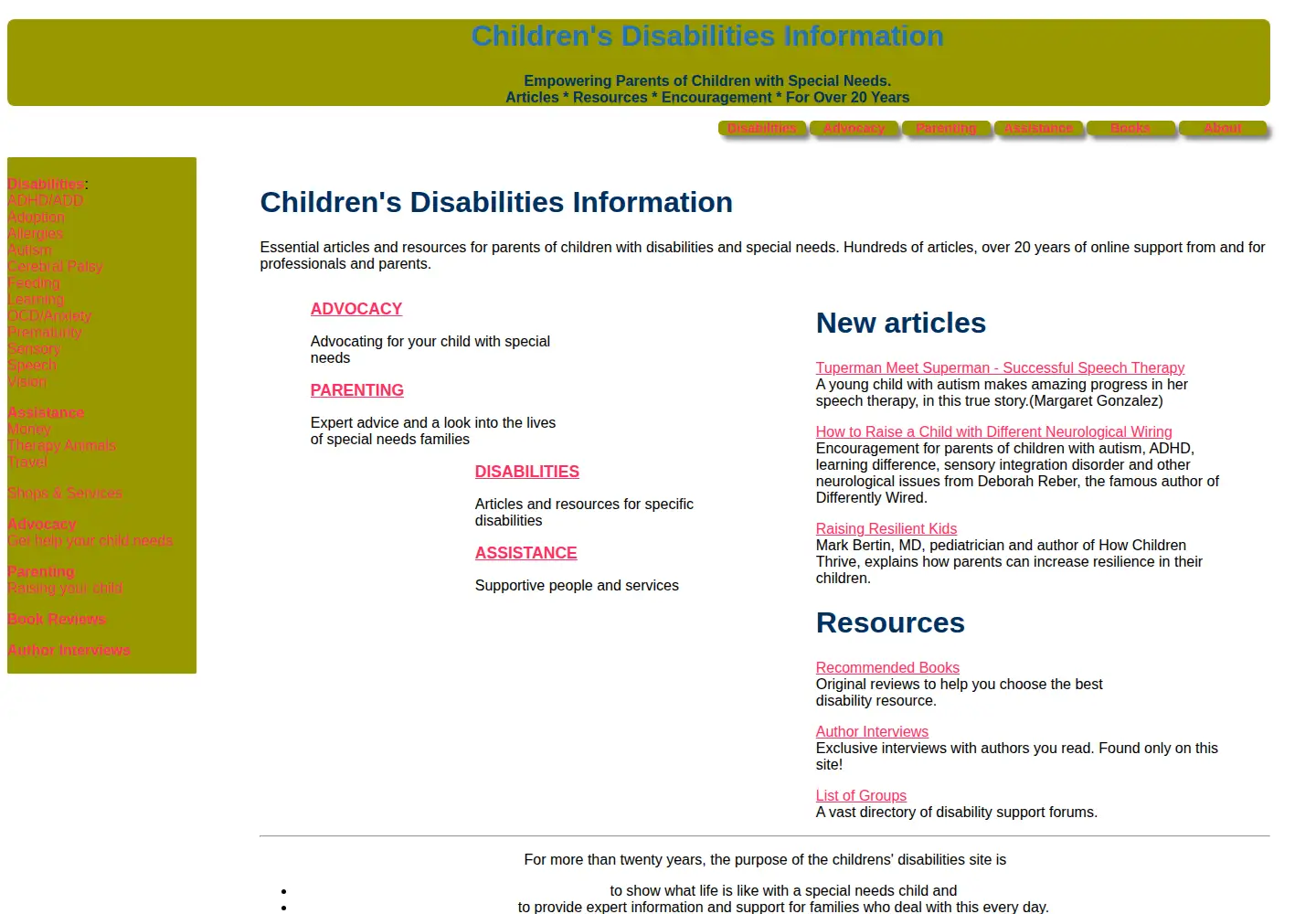 Screenshot of childrensdisabilities.info