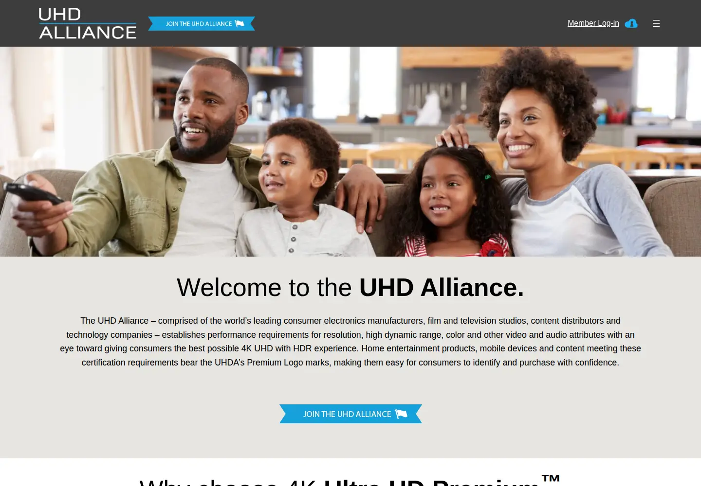 Captured homepage of uhdalliance.org in the current scan