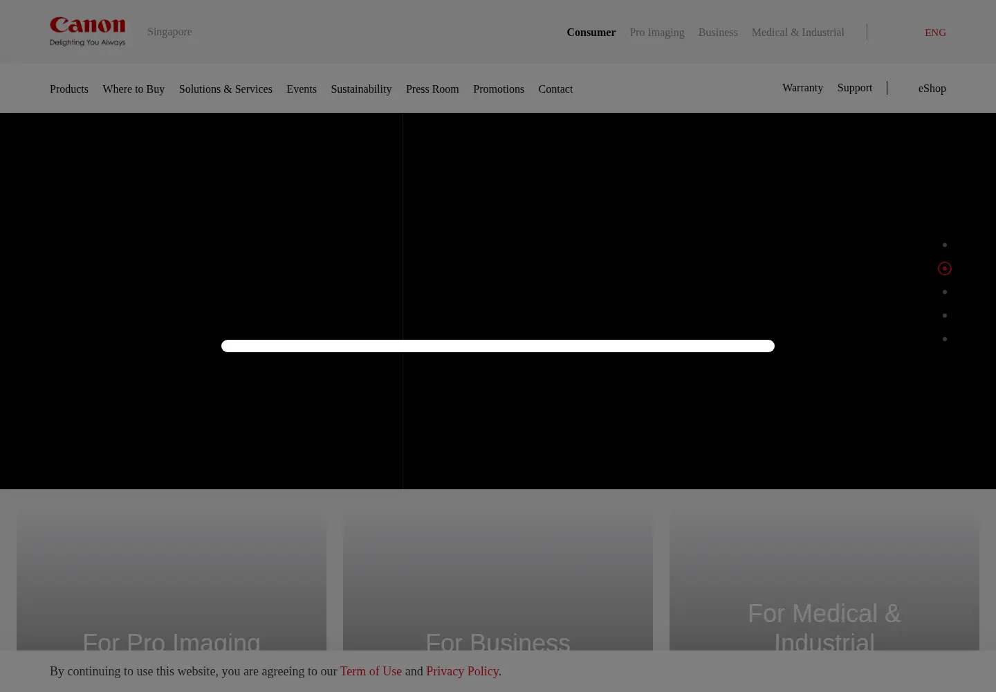 Screenshot of canon.com.sg