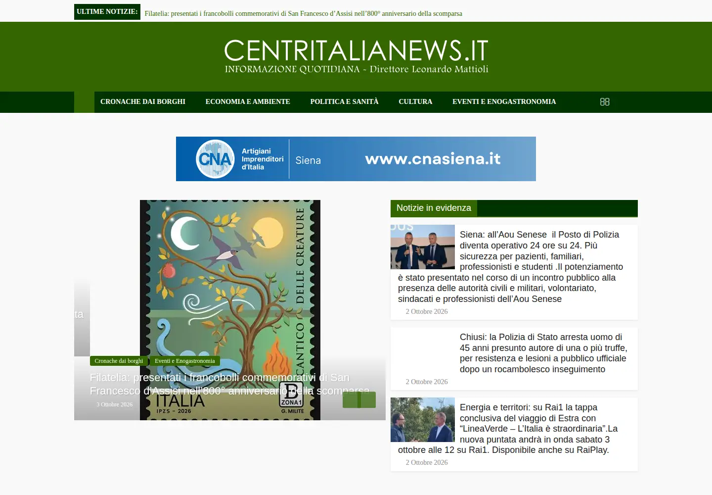 Screenshot of centritalianews.it