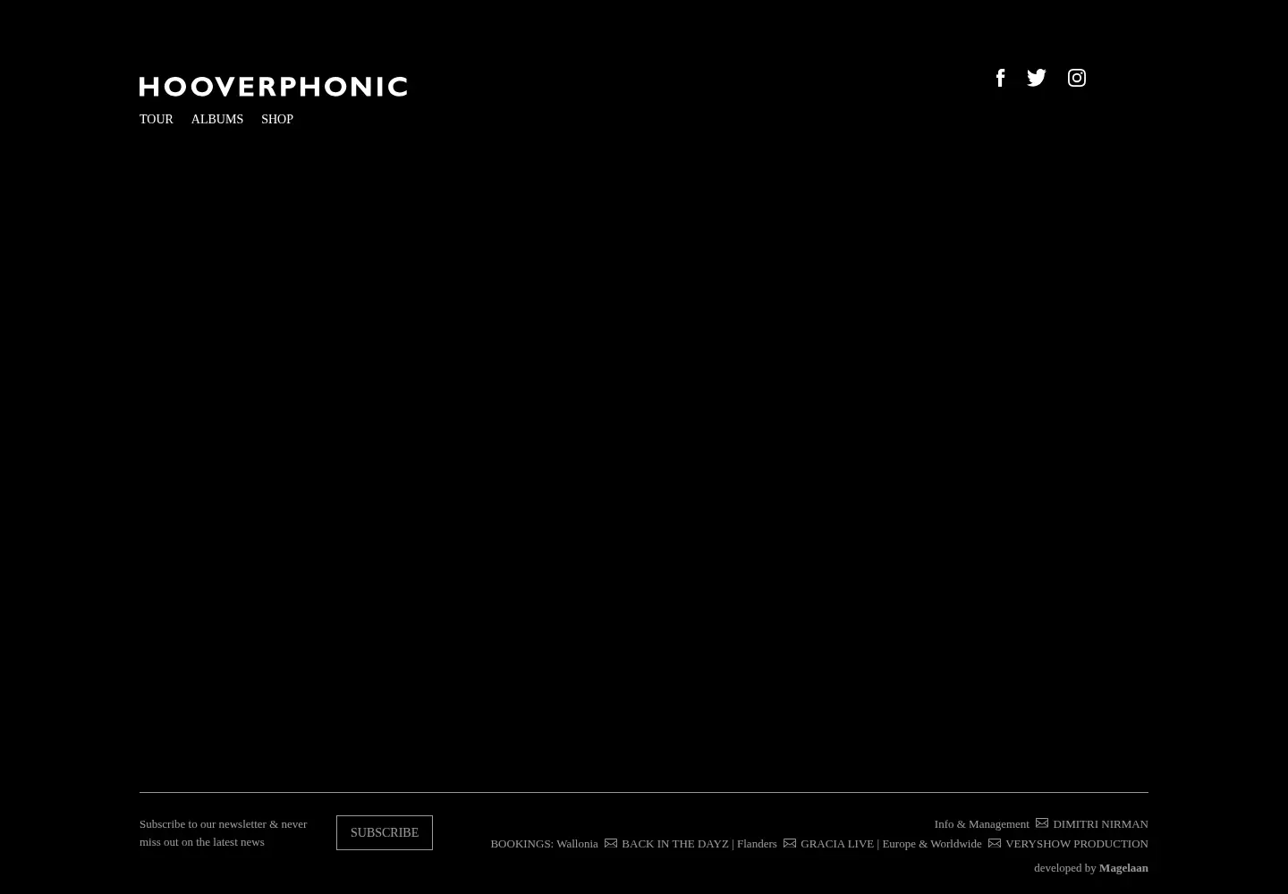 Captured homepage of hooverphonic.com in the current scan