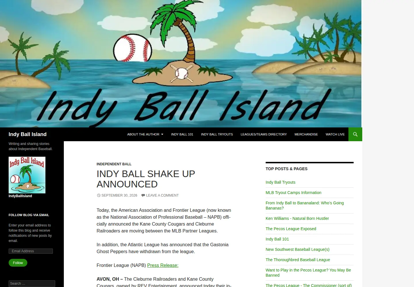 Screenshot of indyballisland.com