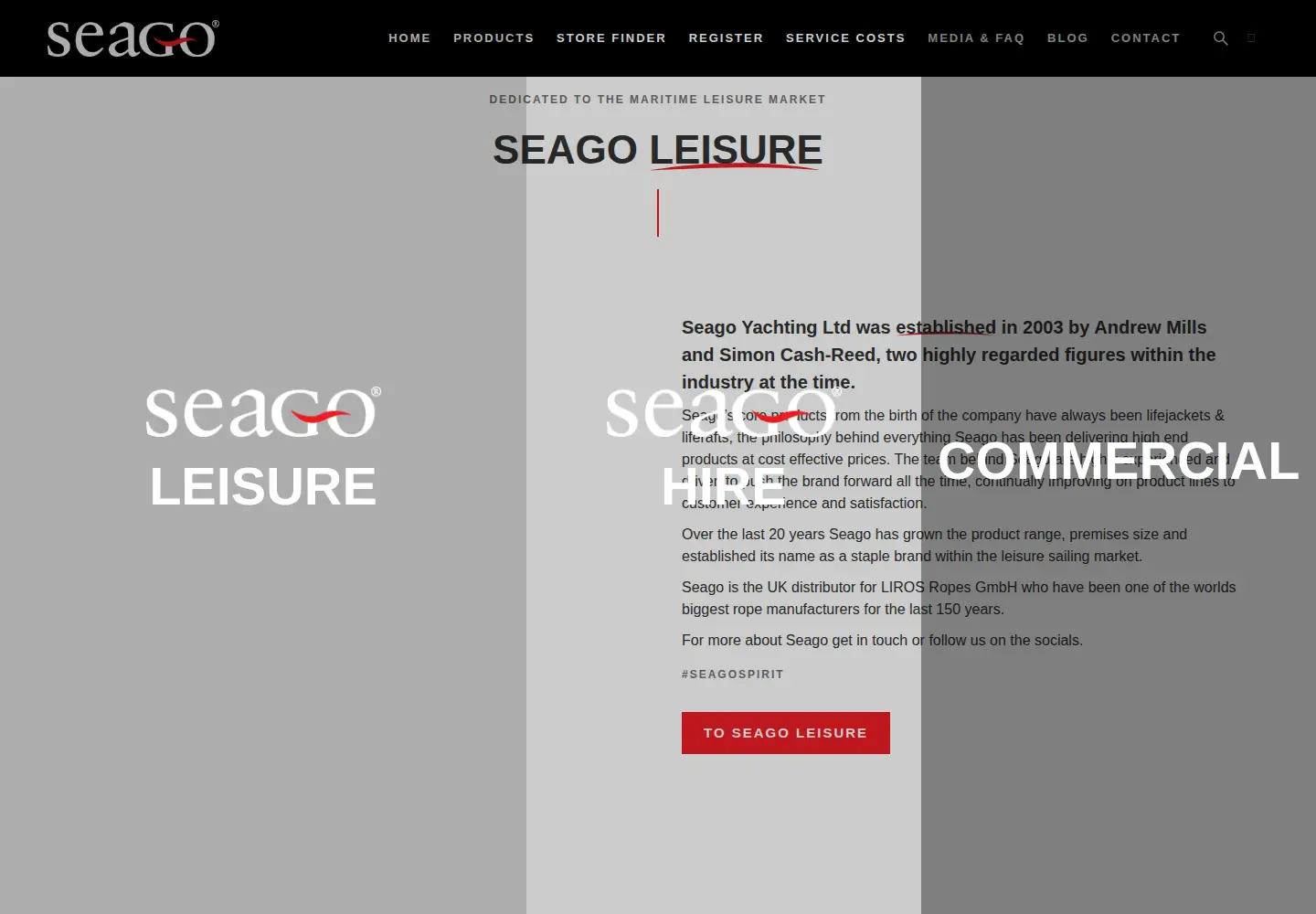 Captured homepage of seagoyachting.co.uk in the current scan