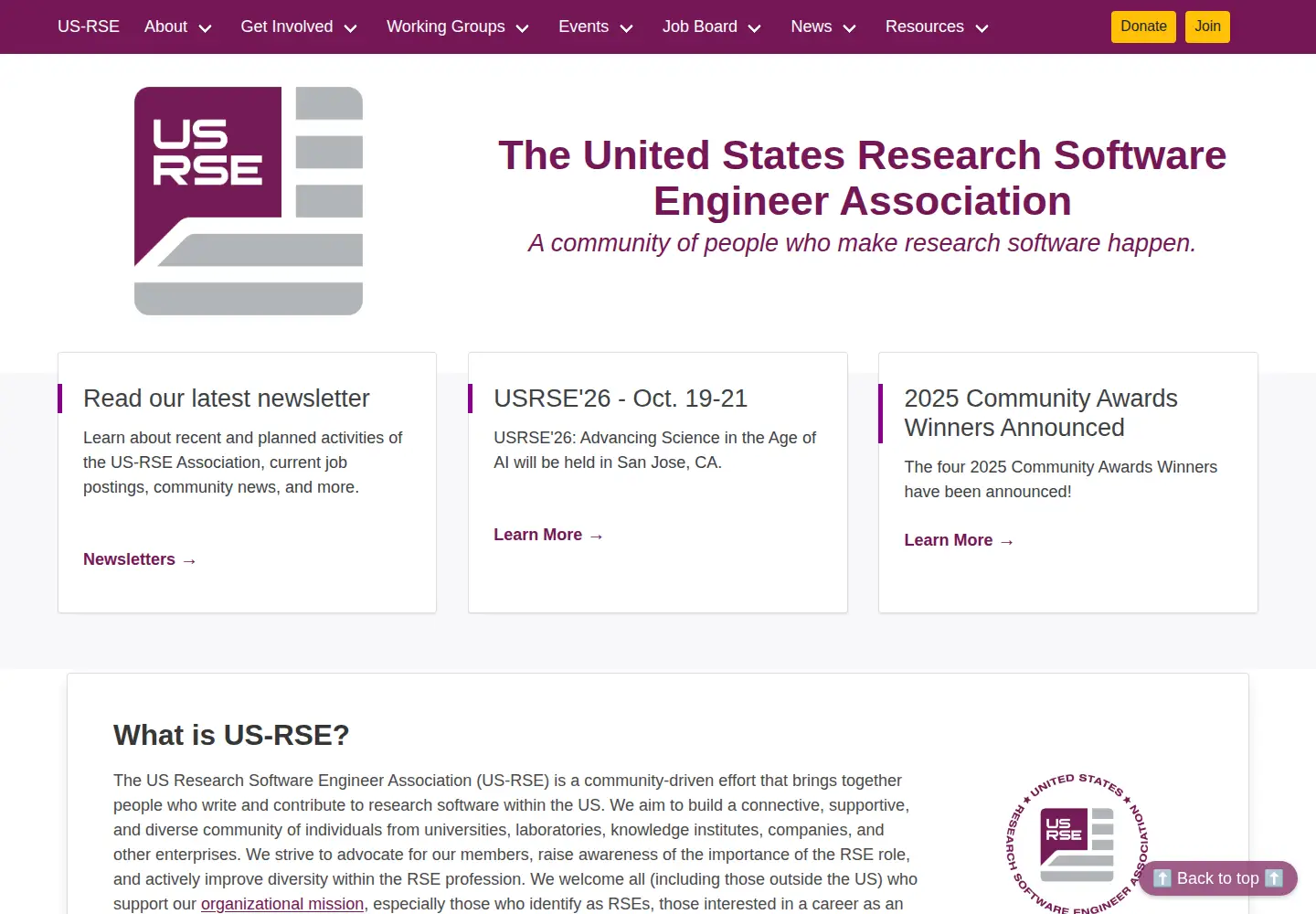 Screenshot of us-rse.org
