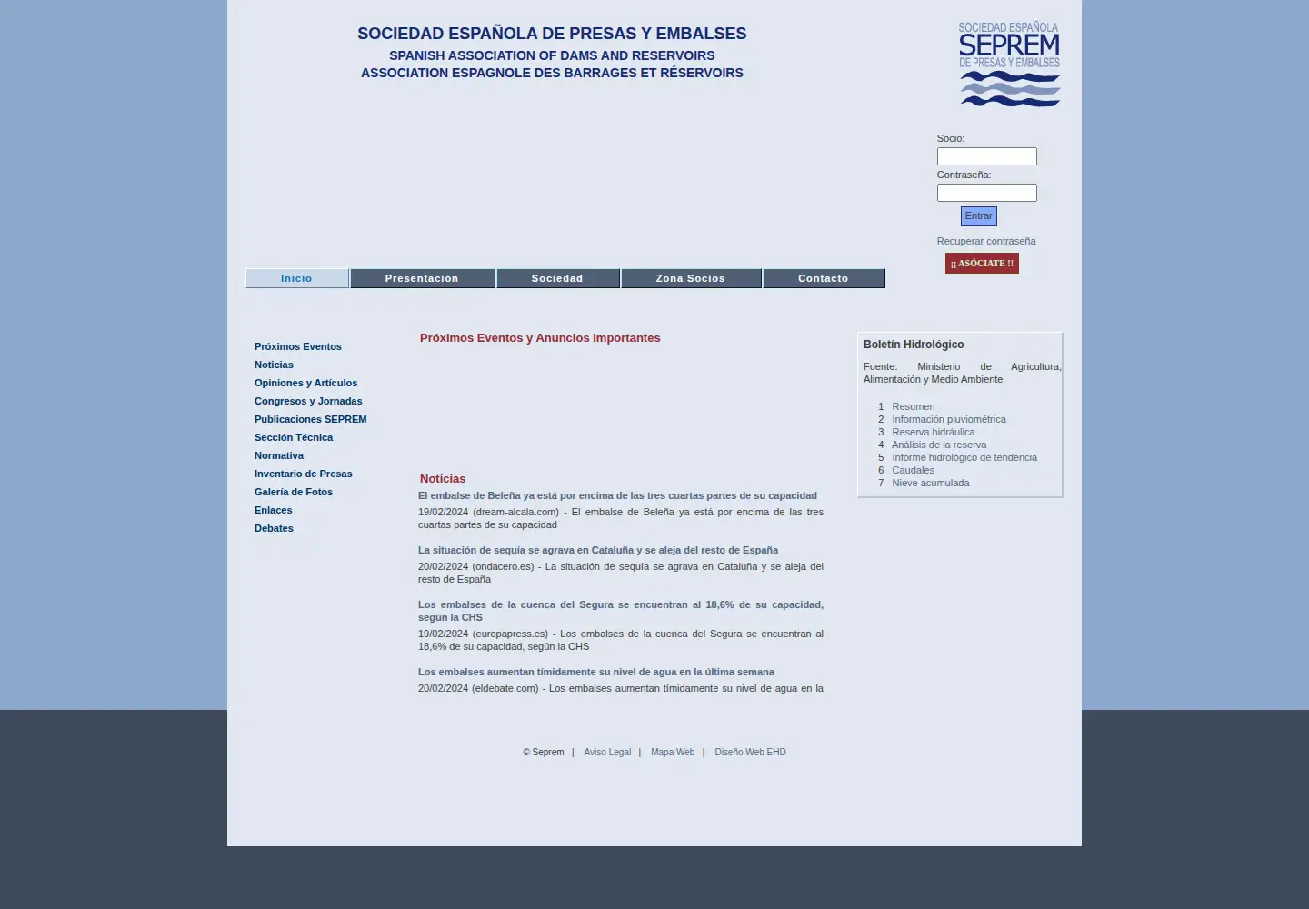 Captured homepage of seprem.es in the current scan