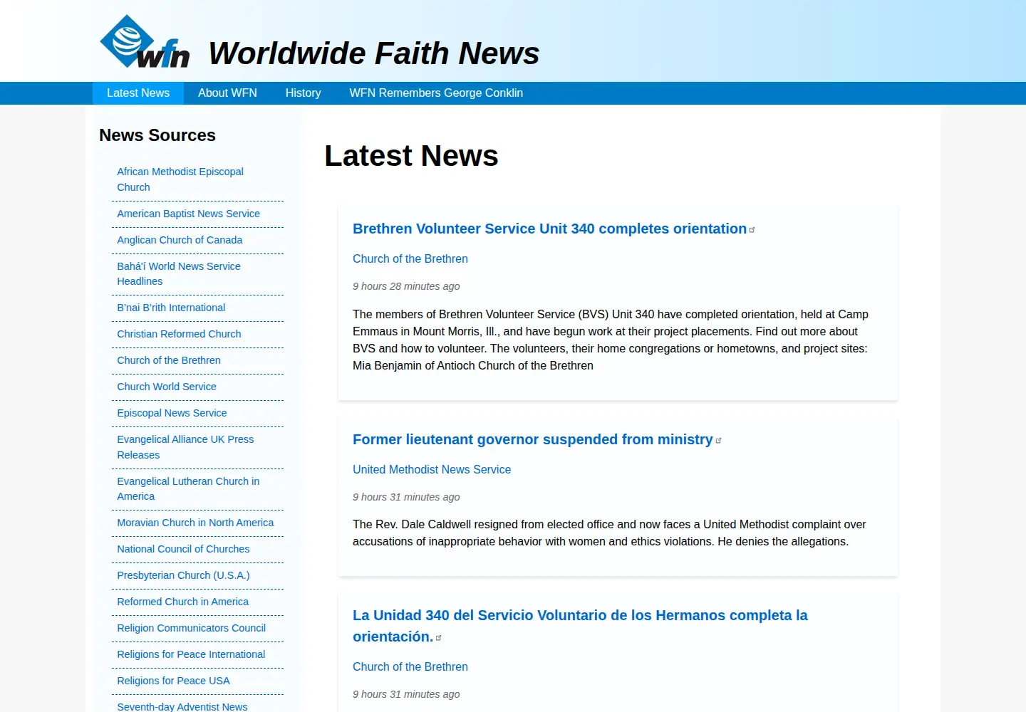 Screenshot of wfn.org