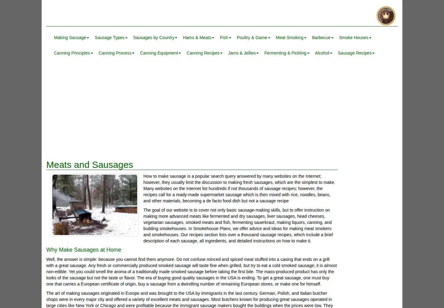 Captured homepage of meatsandsausages.com in the current scan