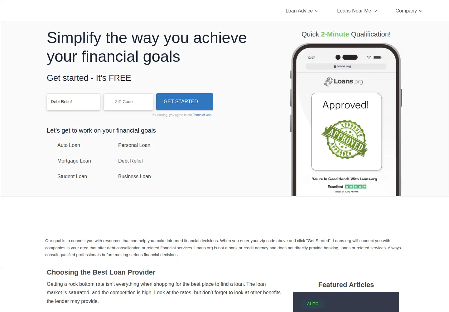 Screenshot of loans.org