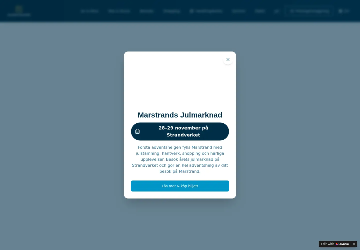Captured homepage of marstrand.se in the current scan
