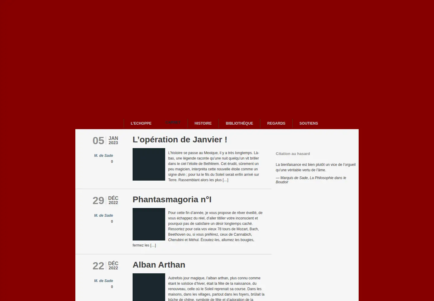 Captured homepage of marquis-de-sade.com in the current scan