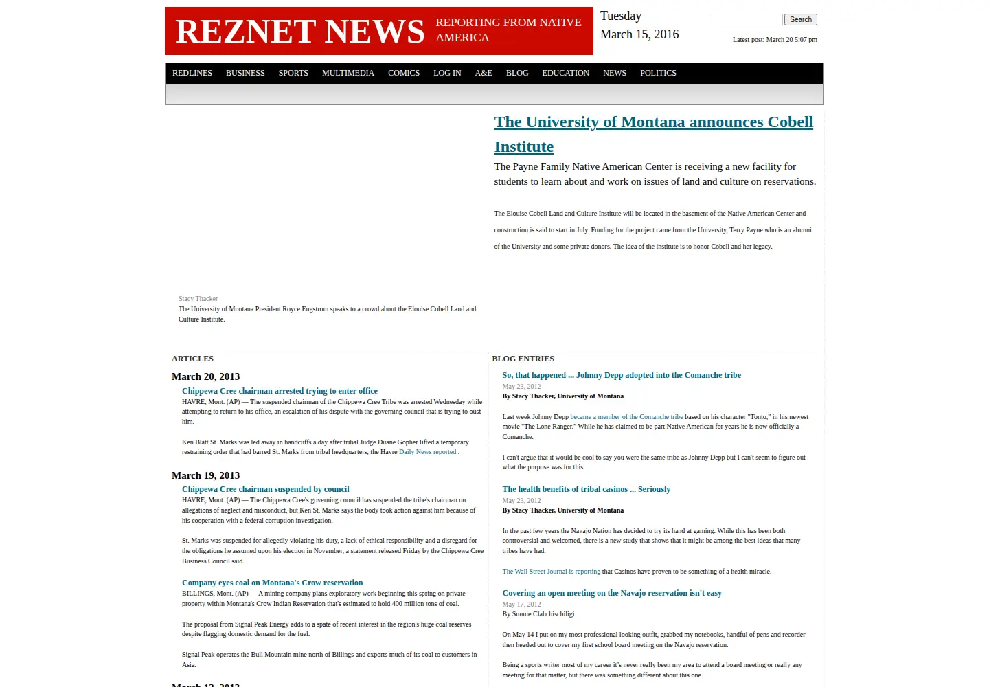 Captured homepage of reznetnews.org in the current scan