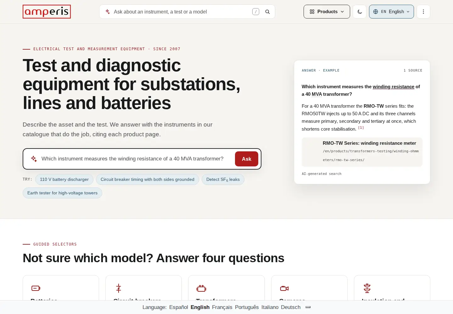 Screenshot of amperis.com