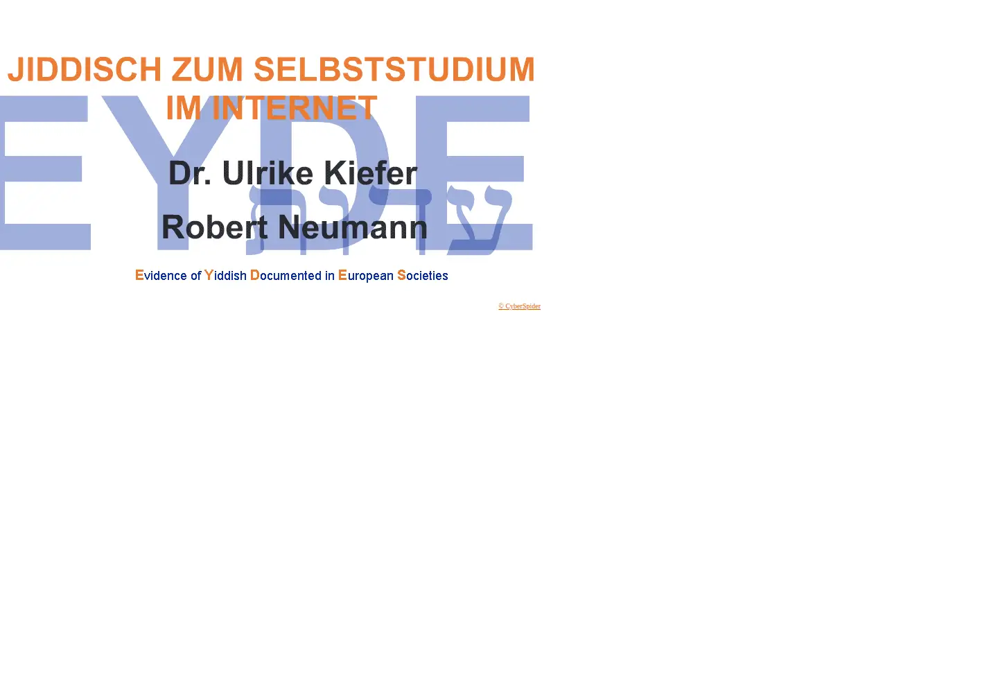 Captured homepage of jiddischkurs.org in the current scan