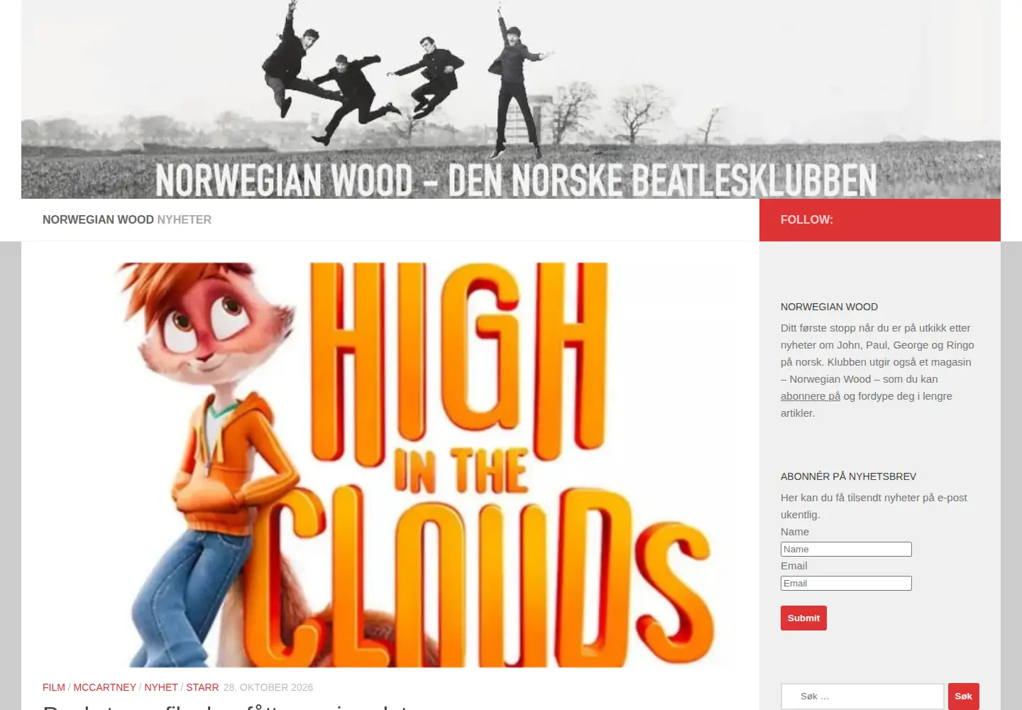 Captured homepage of norwegianwood.org in the current scan