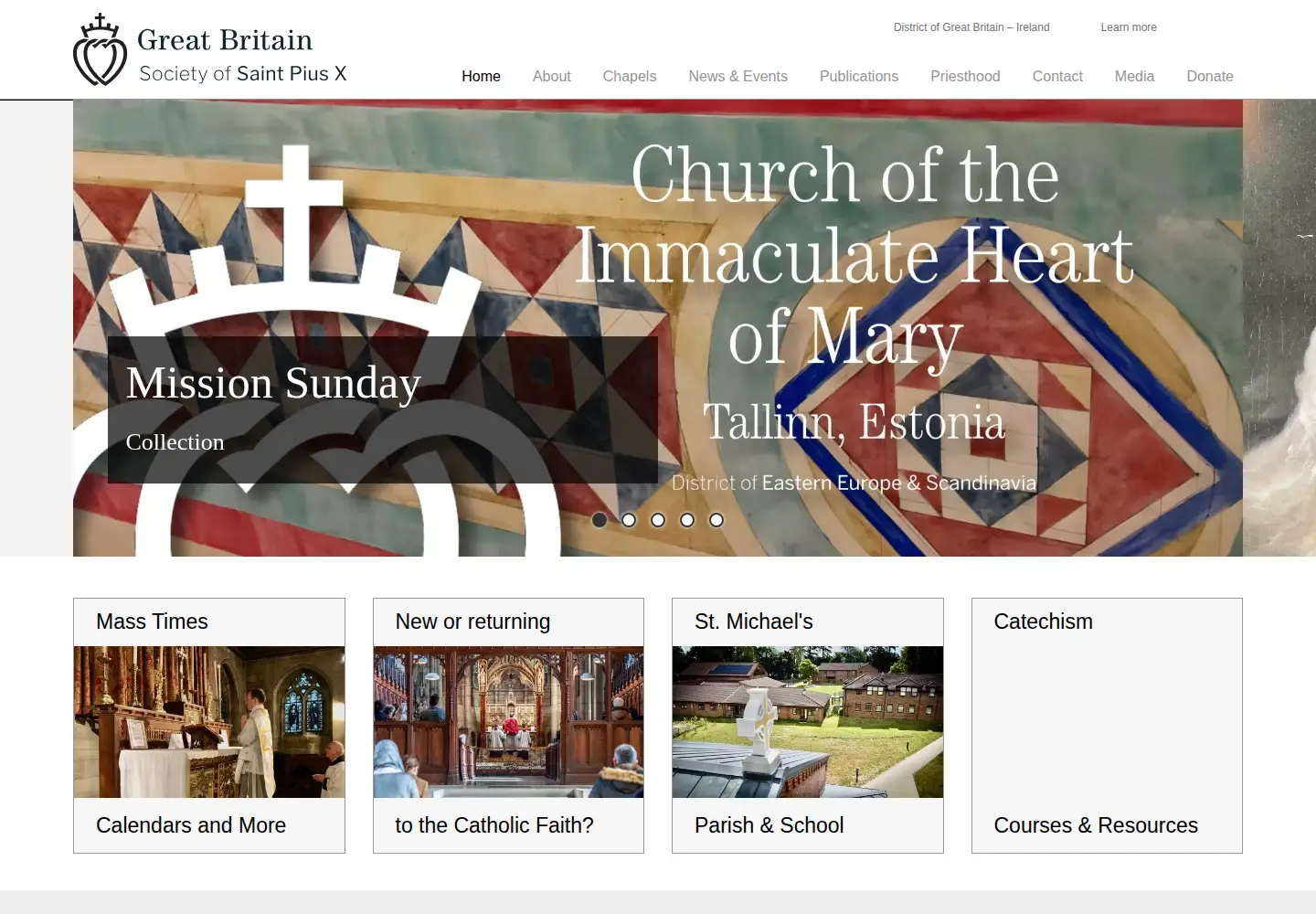 Captured homepage of fsspx.uk in the current scan