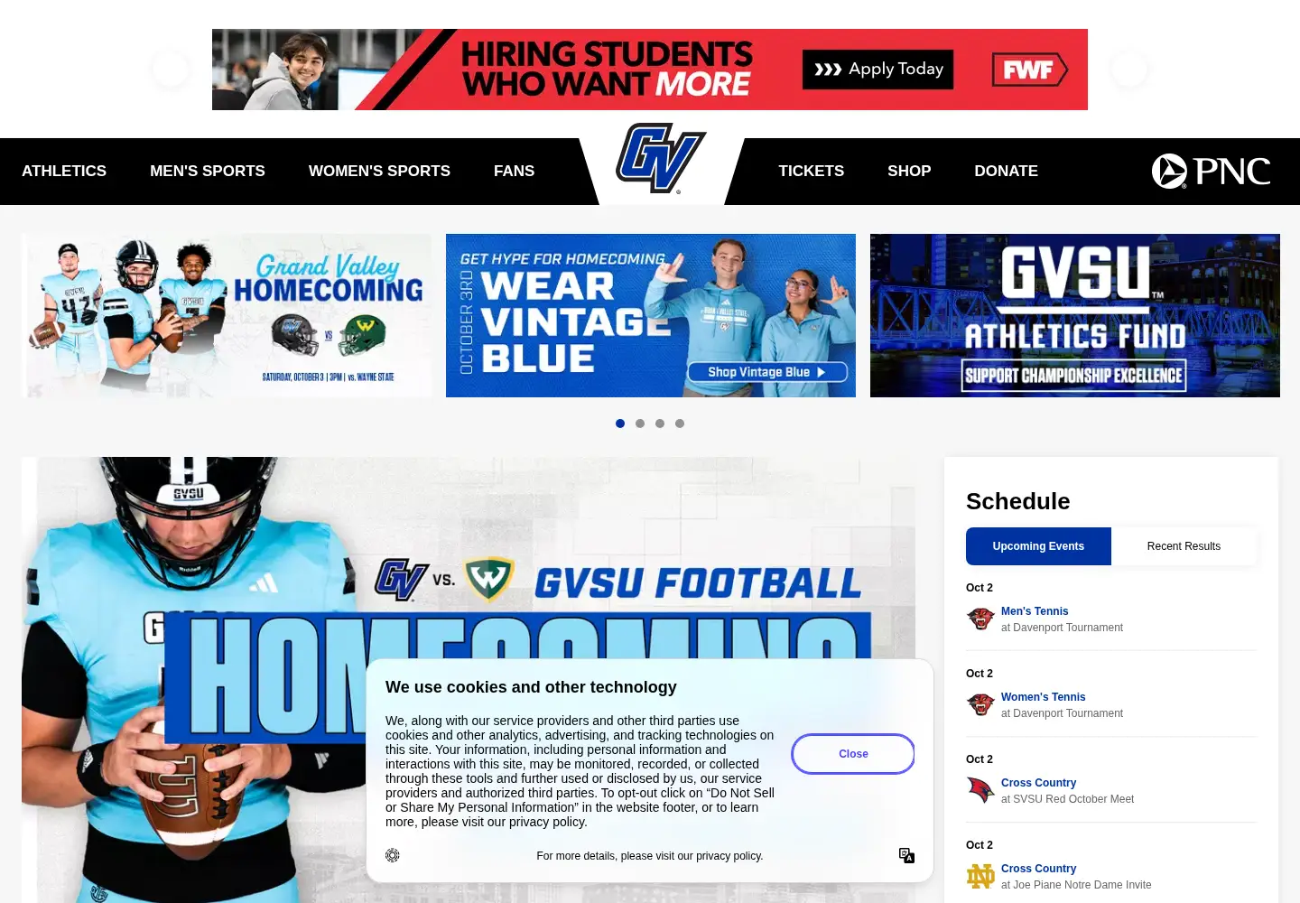 Screenshot of gvsulakers.com