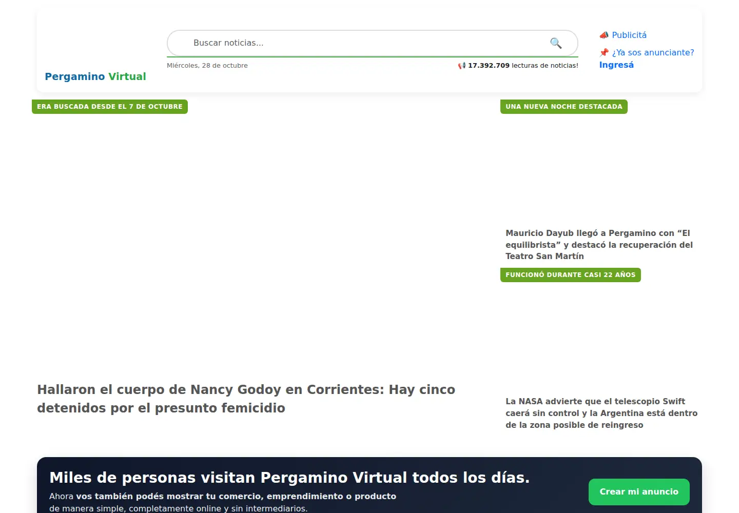 Screenshot of pergaminovirtual.com.ar