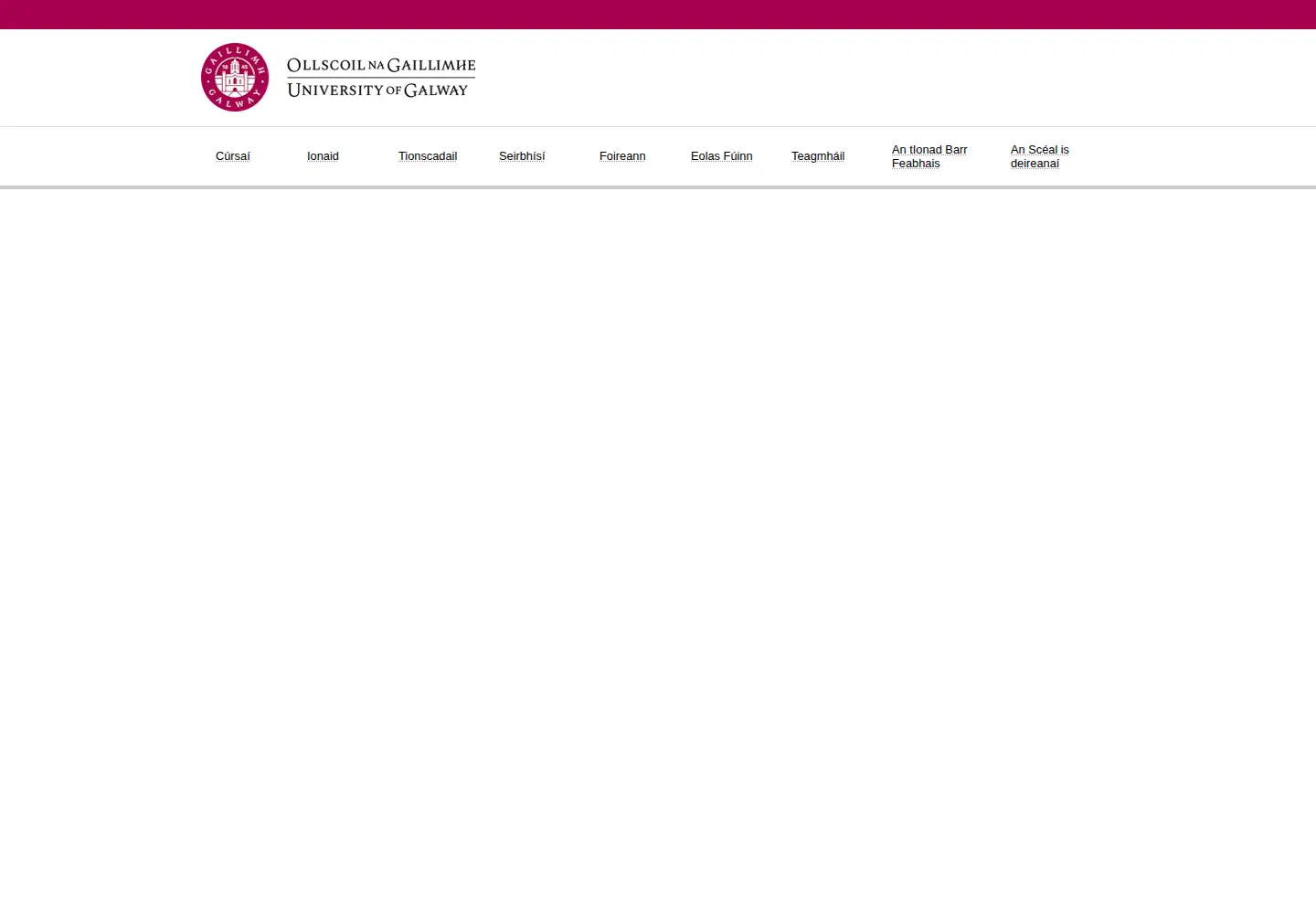 Captured homepage of acadamh.ie in the current scan