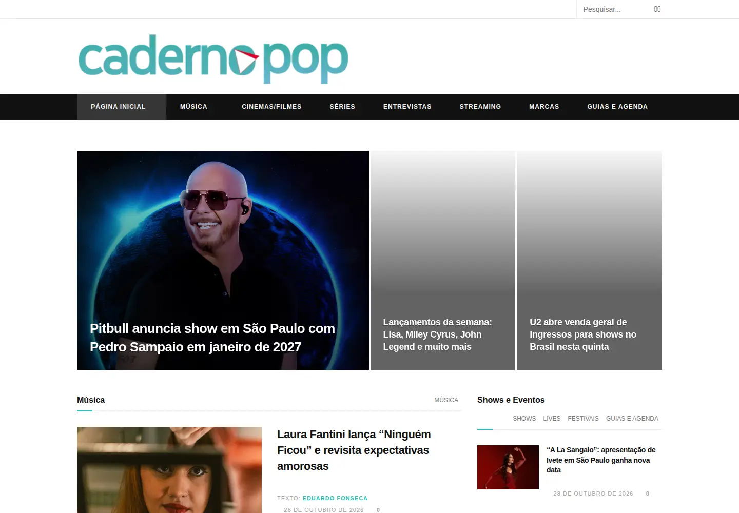 Screenshot of cadernopop.com.br