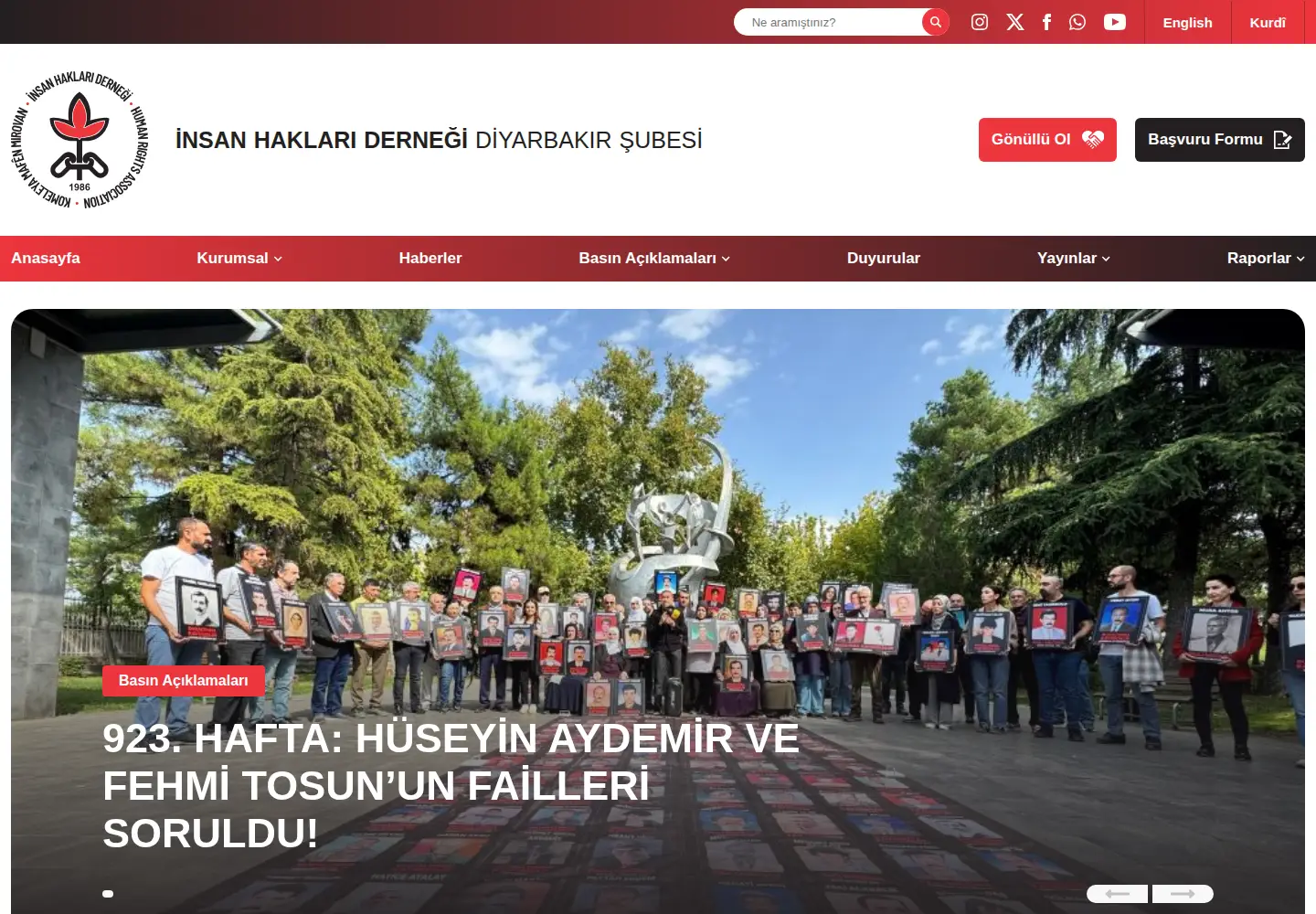 Captured homepage of ihddiyarbakir.org in the current scan