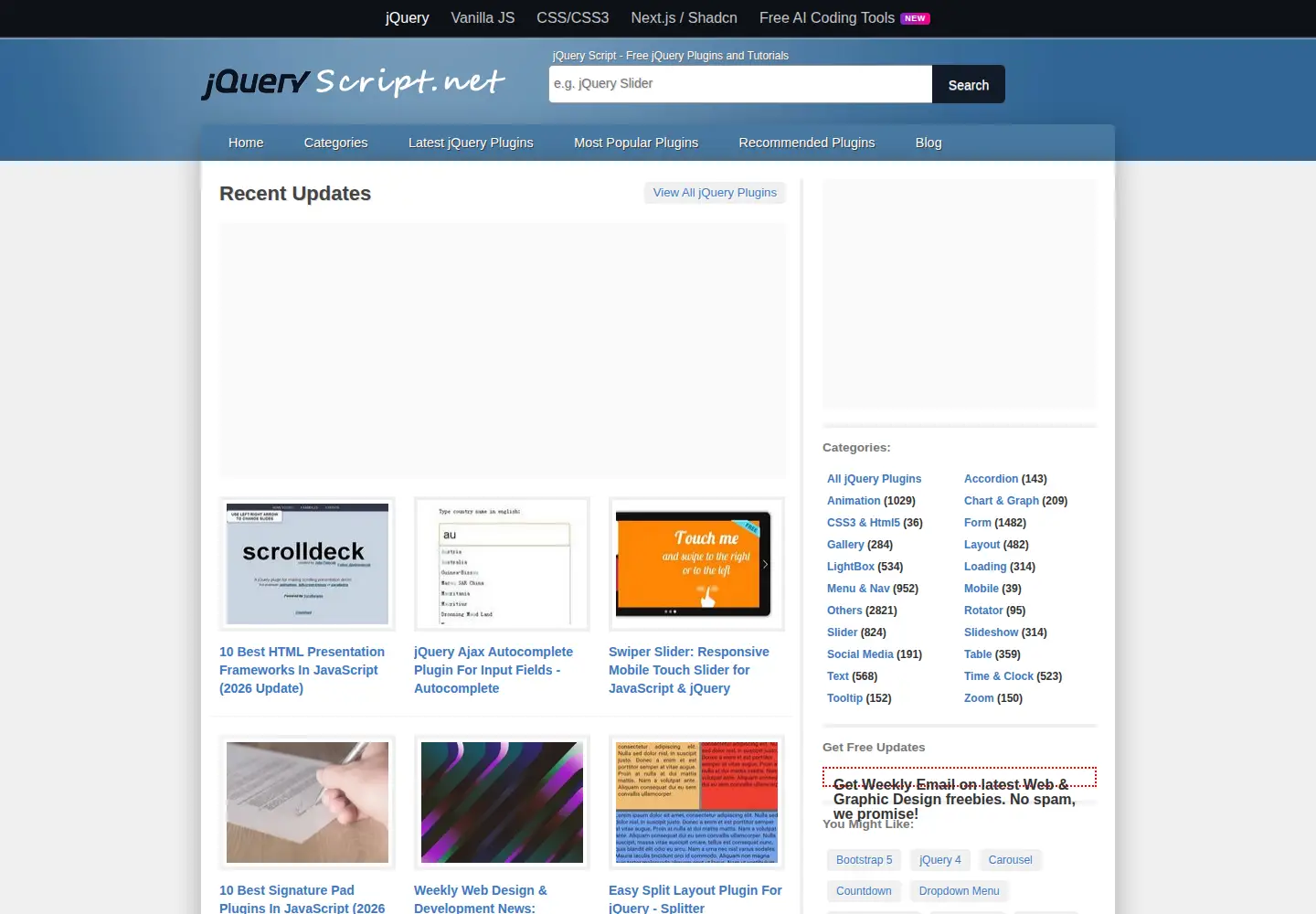 Screenshot of jqueryscript.net