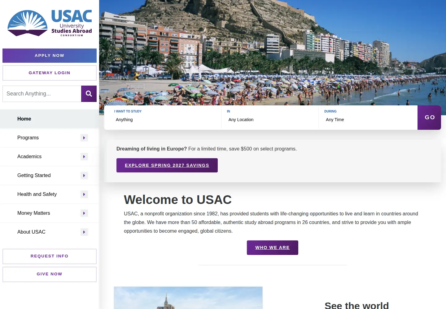 Screenshot of usac.edu
