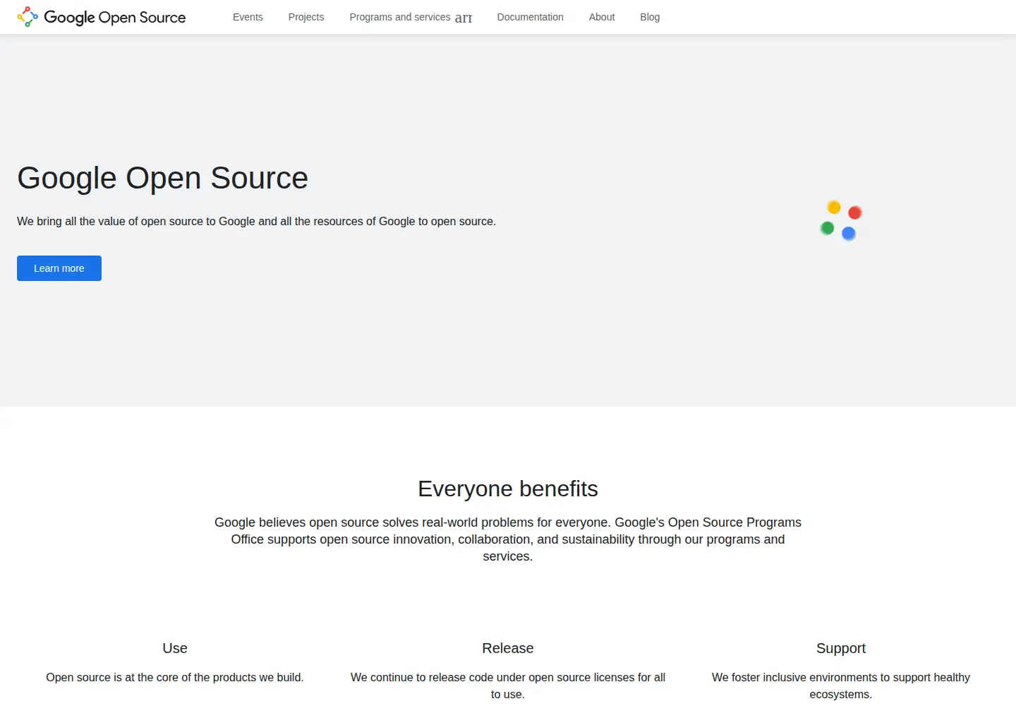Screenshot of opensource.google