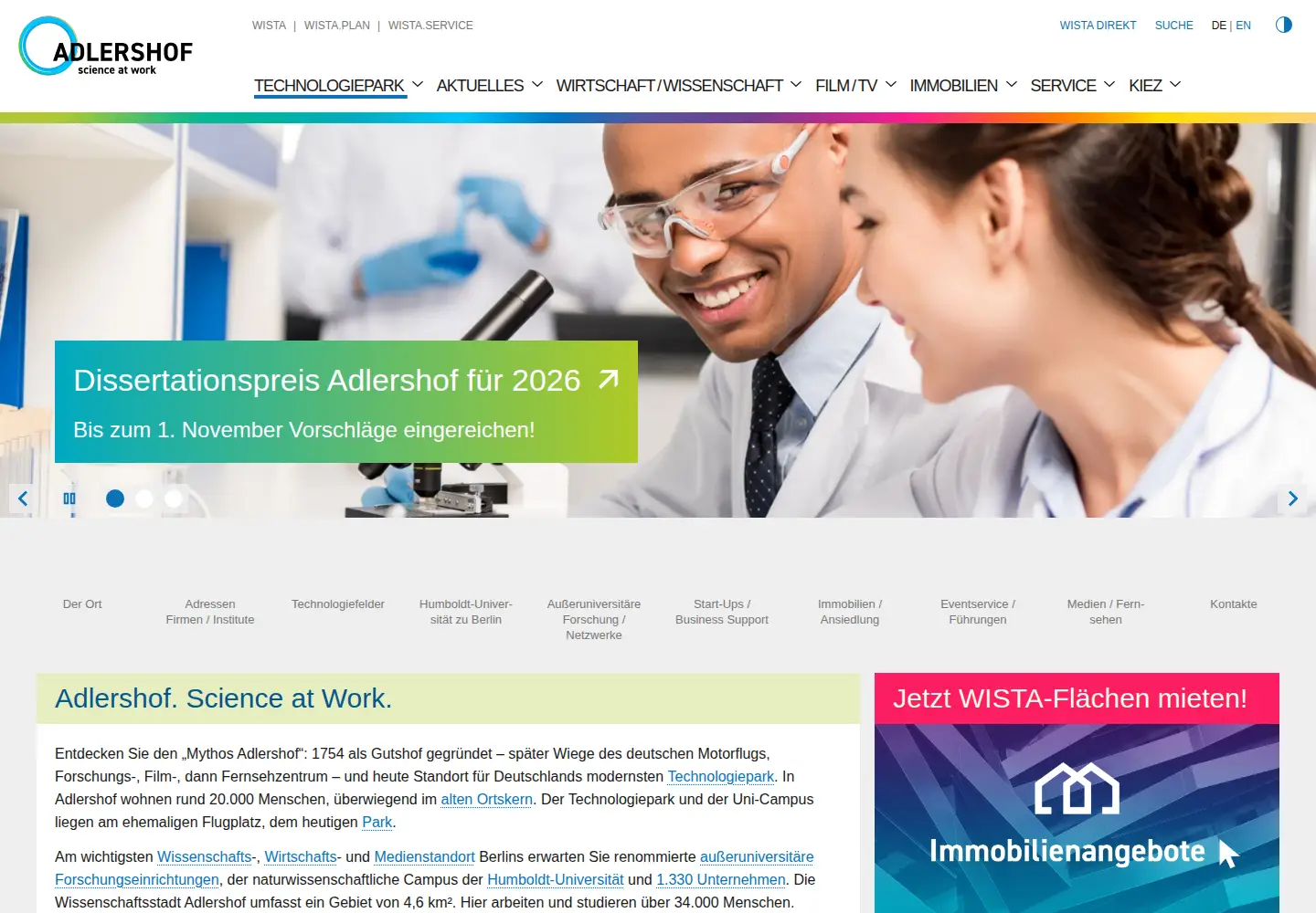 Screenshot of adlershof.de