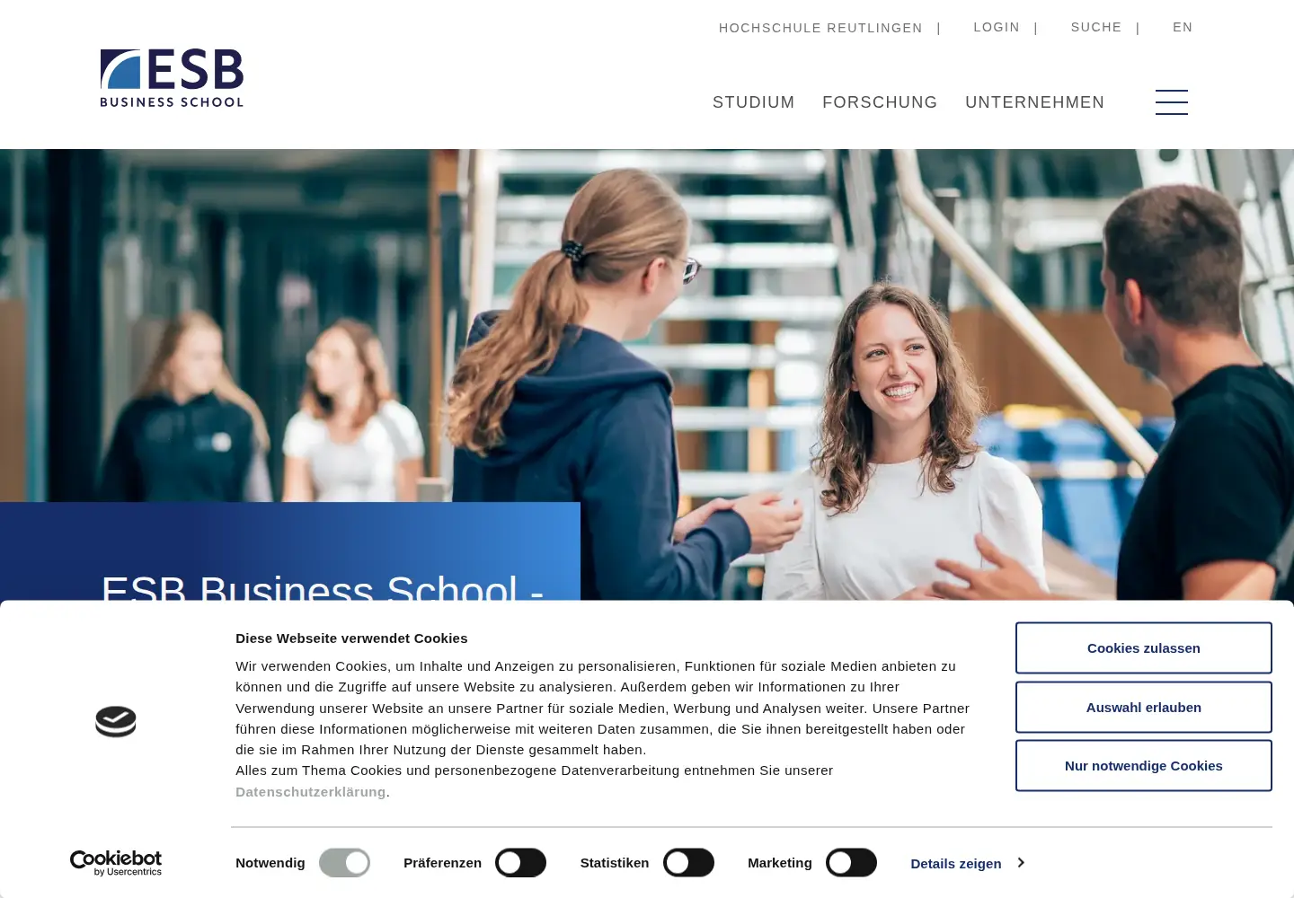 Screenshot of esb-business-school.de