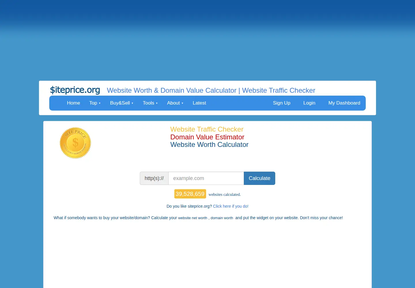Screenshot of siteprice.org