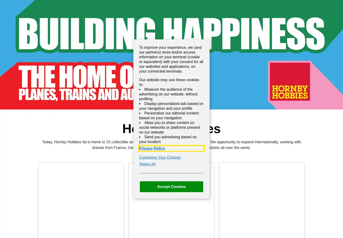 Screenshot of hornbyinternational.com